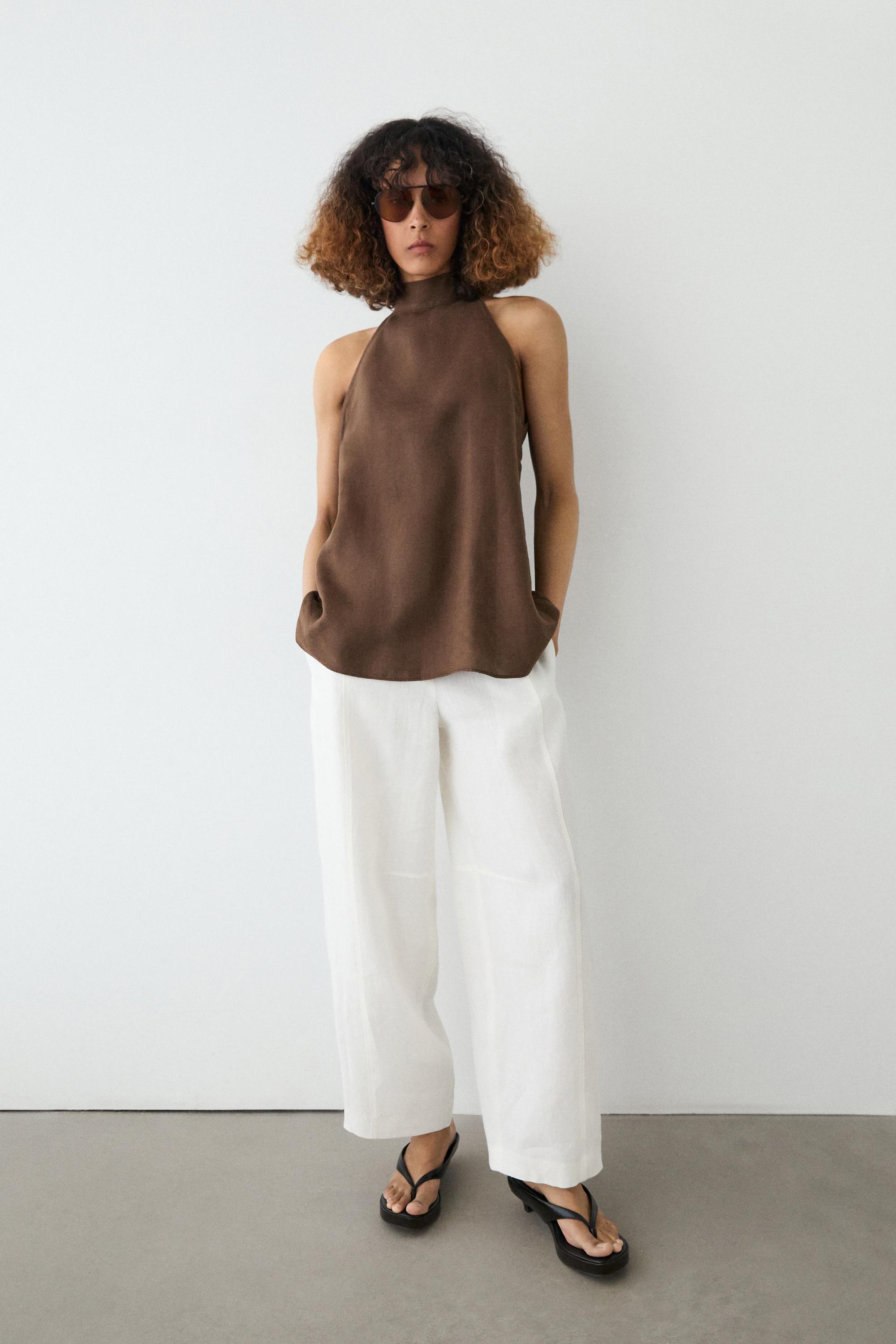 Flowing linen halter top
